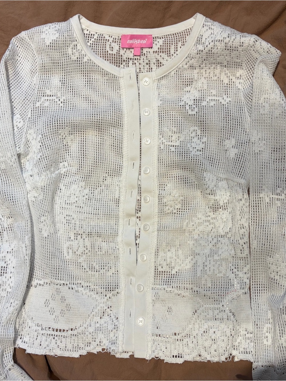 Edikted Rusa Crochet Button-Up Top - Picture 2 of 3